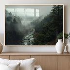 Misty Forest Wall Art, Tranquil Nature Landscape, Ready to Hang | Extra Large 3 Piece Canvas Wall Art