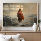 Jesus Walking on Water, Christian Wall Art, Jesus Christ Oil Painting Style Print