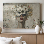Abstract Floral Women Pastel Wall Art Canvas Print