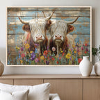 Cute Highland Cow Canvas Wall Art - Rustic Farmhouse Decor