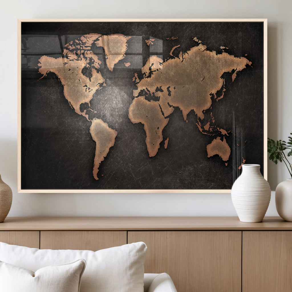 World Map Canvas Print | Framed Travel Map Wall Art for Couples