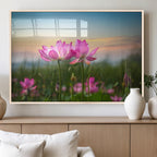 Pink Flower on the Mountain Canvas Print, Framed Pink Flower Canvas Wall Art