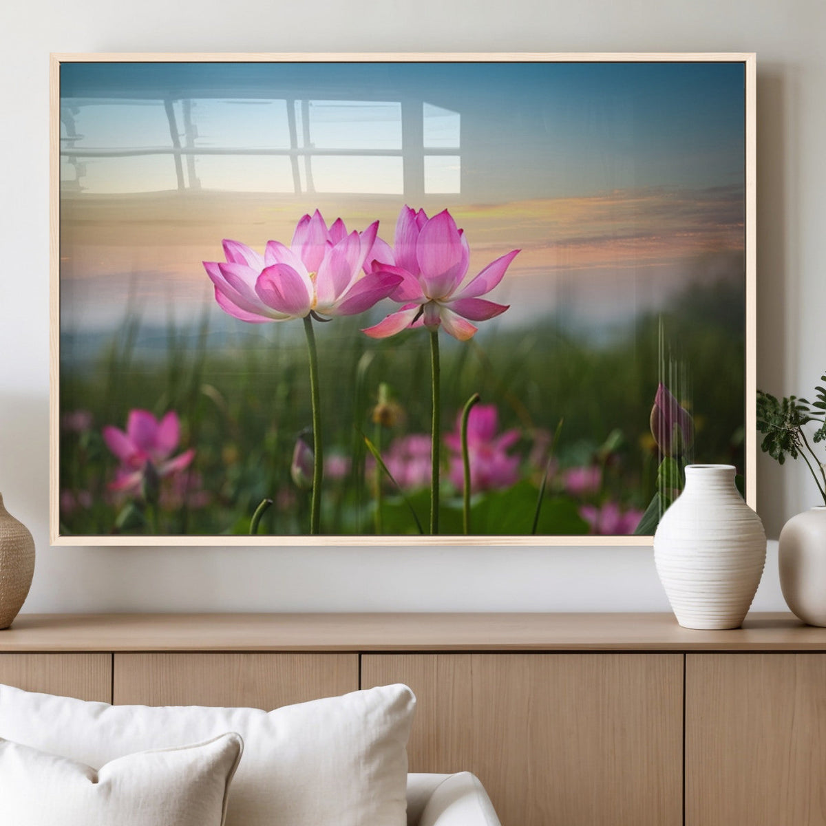 Pink Flower on the Mountain Canvas Print, Framed Pink Flower Canvas Wall Art