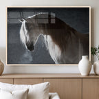 Large Wall Art Cream Colored Horse on Grey Background Canvas