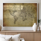 Push Pin World Map Canvas Print | Travel Tracker Wall Art