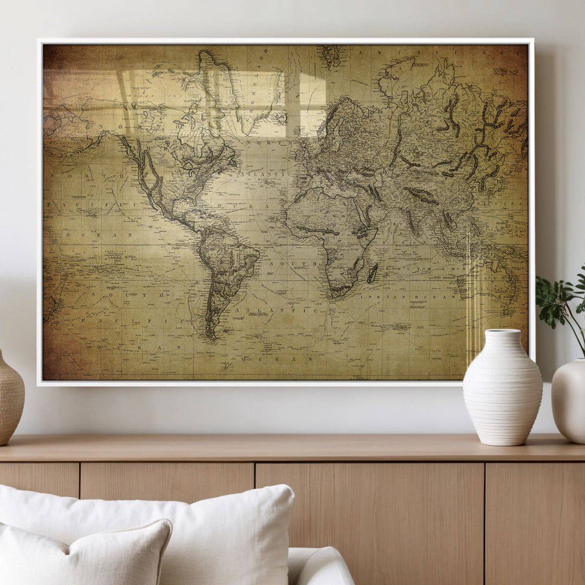 Push Pin World Map Canvas Print | Travel Tracker Wall Art