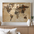 Push Pin World Map Canvas Print | Framed Travel Tracker Wall Art