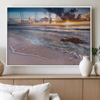Sea Ocean Sunset Beach Wall Art Canvas Print