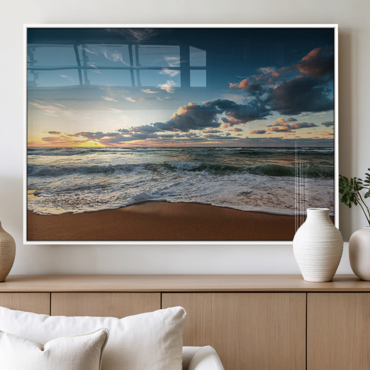Ocean Beach Wall Art Canvas Print Sunset Artwork Print
