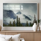Mountain Mist Canvas Wall Art Print | 3-Panel Foggy Forest and Mountain Landscape