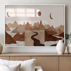 Boho Wall Art Canvas Print Set | Mid-Century Bohemian Wall Artwork, Boho Neutral