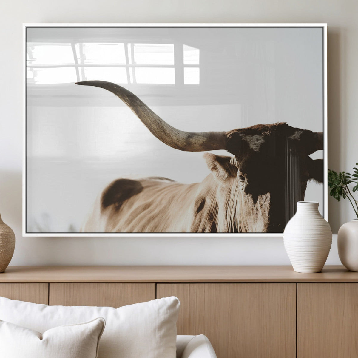 Texas Longhorn Wall Art Canvas Print, 3-Panel