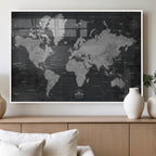 World Map Canvas Print, Detailed Map of the World Wall Art for Home or Office