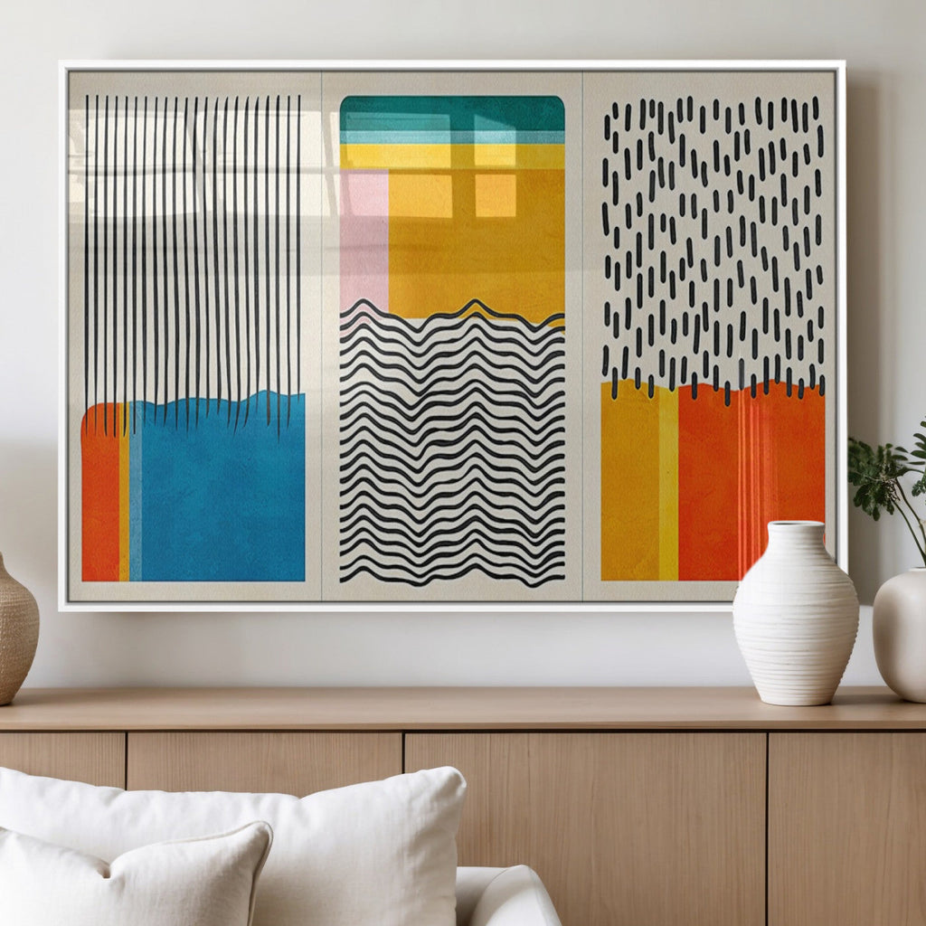 Canvas Print Wall Art Abstract Illustration Art Boho, Framed Abstract Boho Art