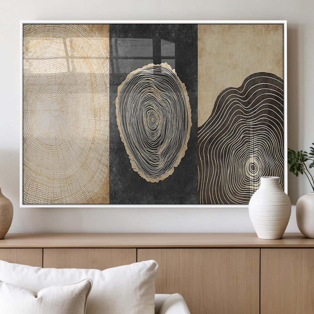 Tree Rings Canvas Wall Art Print, Minimalist Natural History in Modern Decor