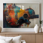 Abstract Guitar Wall Art Canvas | Vibrant Music-Inspired Art for Living Room or Studio