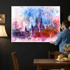 Disney Wall Art: Dreamy Watercolor Cinderella Castle Canvas Print