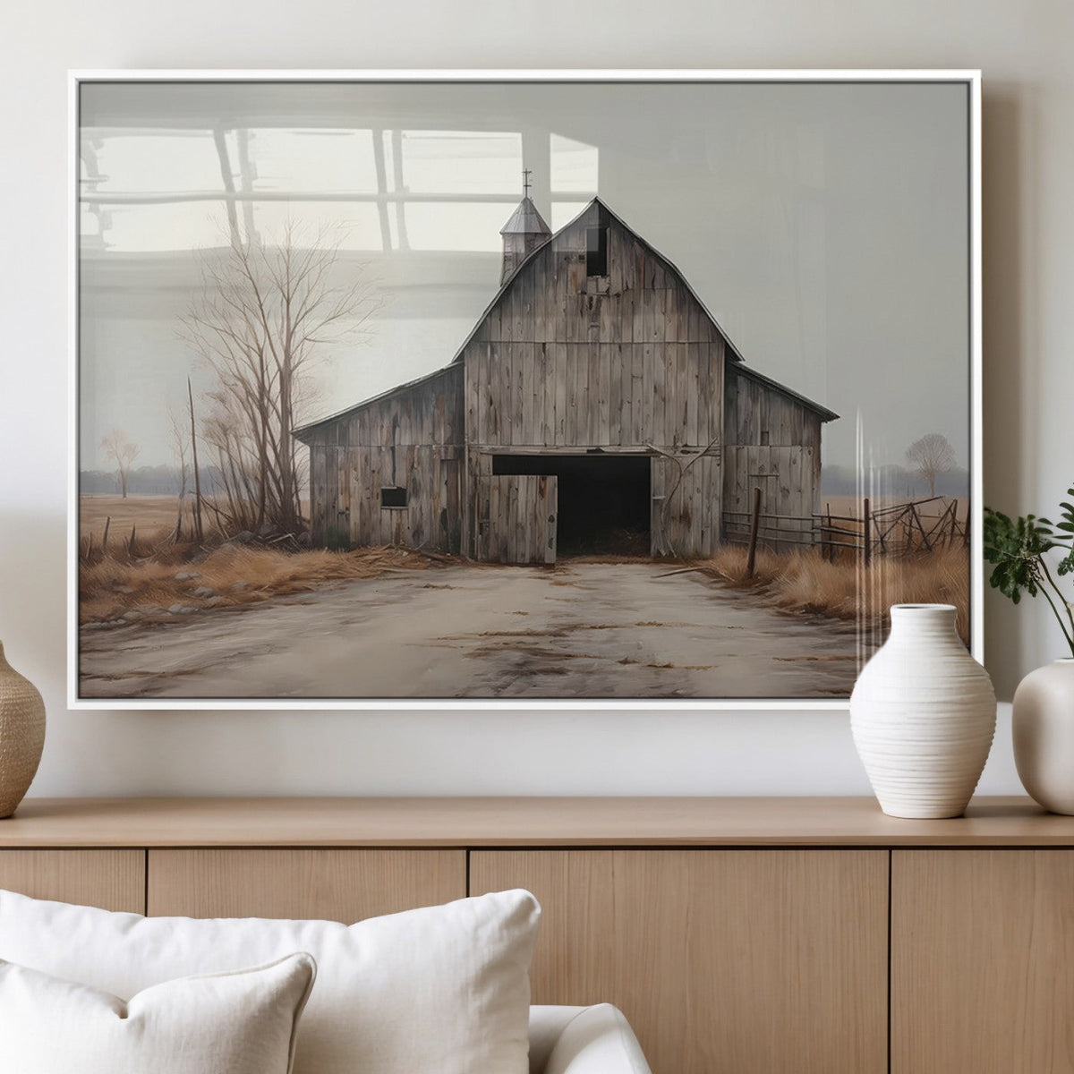 Farmhouse Rustic Barn Wall Art Canvas Print, Framed and Ready to Hang