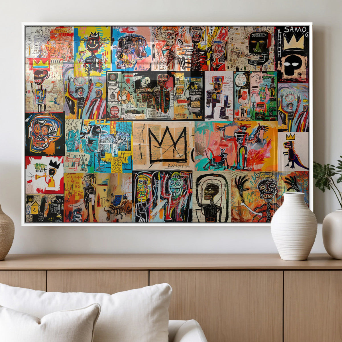 Abstract Art Collage Wall Art Canvas Print, Urban Graffiti Style