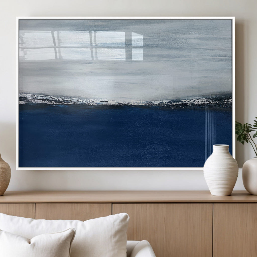 Navy Blue Abstract Wall Art Canvas Print