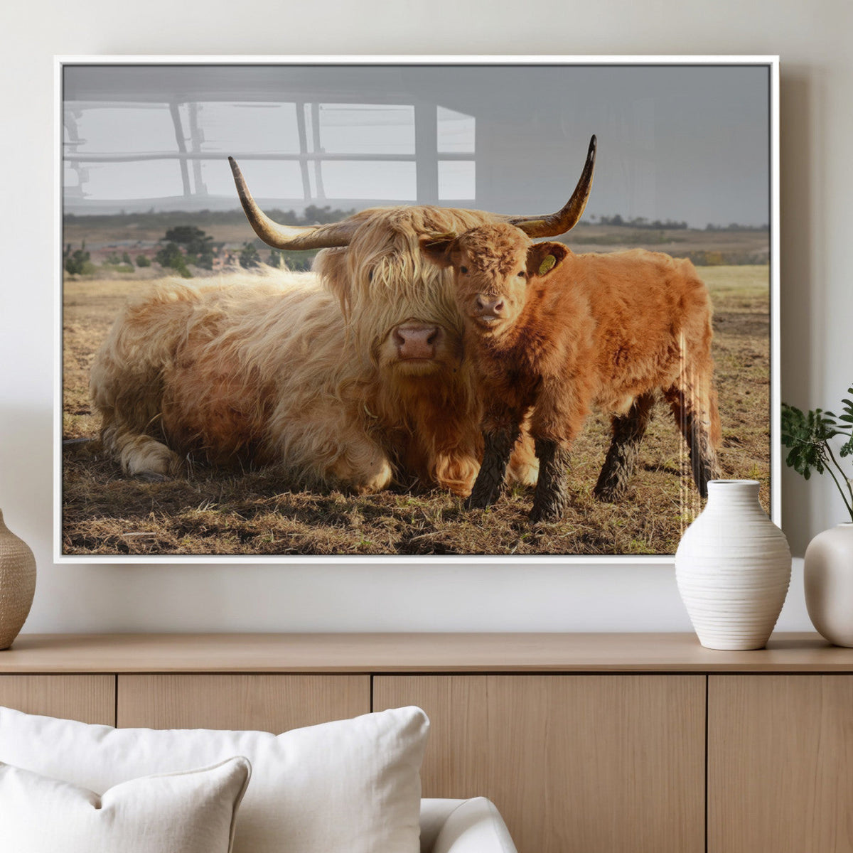 Highland Cow Canvas Wall Art Animal Print for Farm House Decor