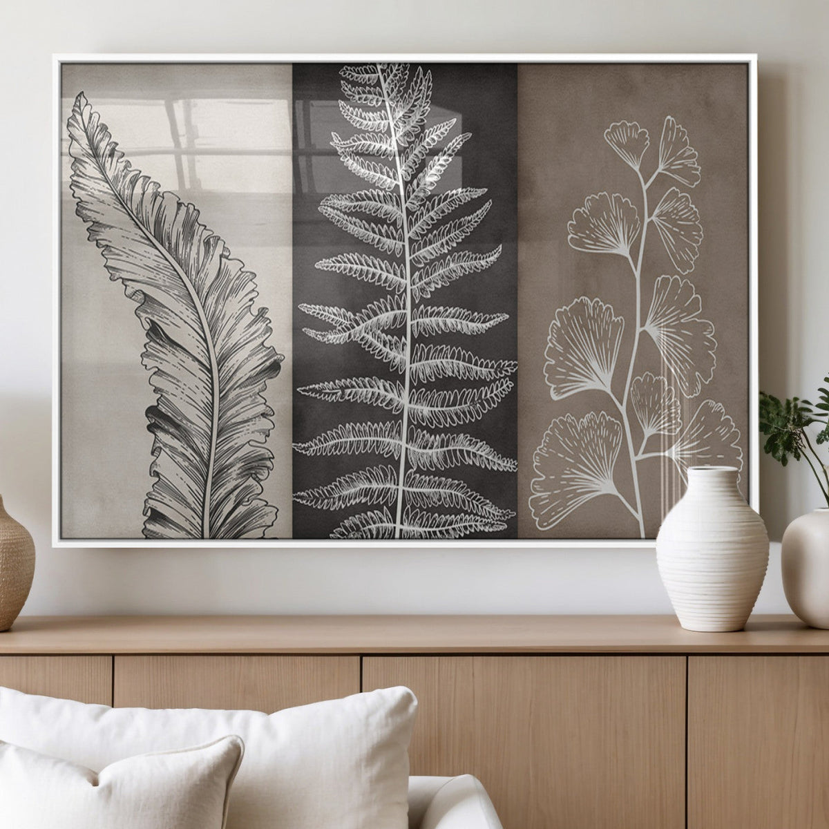 Minimalist Botanical Wall Art Canvas Print, Framed and Ready to Hang