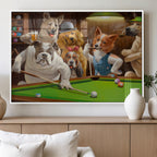 Dogs Playing Pool Canvas Wall Art Funny Gifts Dog Print