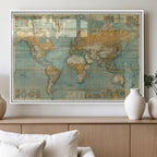 Push Pin World Map Canvas Print | Travel Tracker Wall Art for Couples