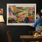 Framed Yayoi Kusama 1986 Wall Art Print | Japanese Wabi Sabi Vibrant Abstract Landscape Canvas