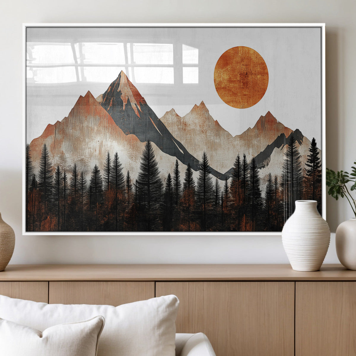 Modern Abstract Mountain Canvas Wall Art Print