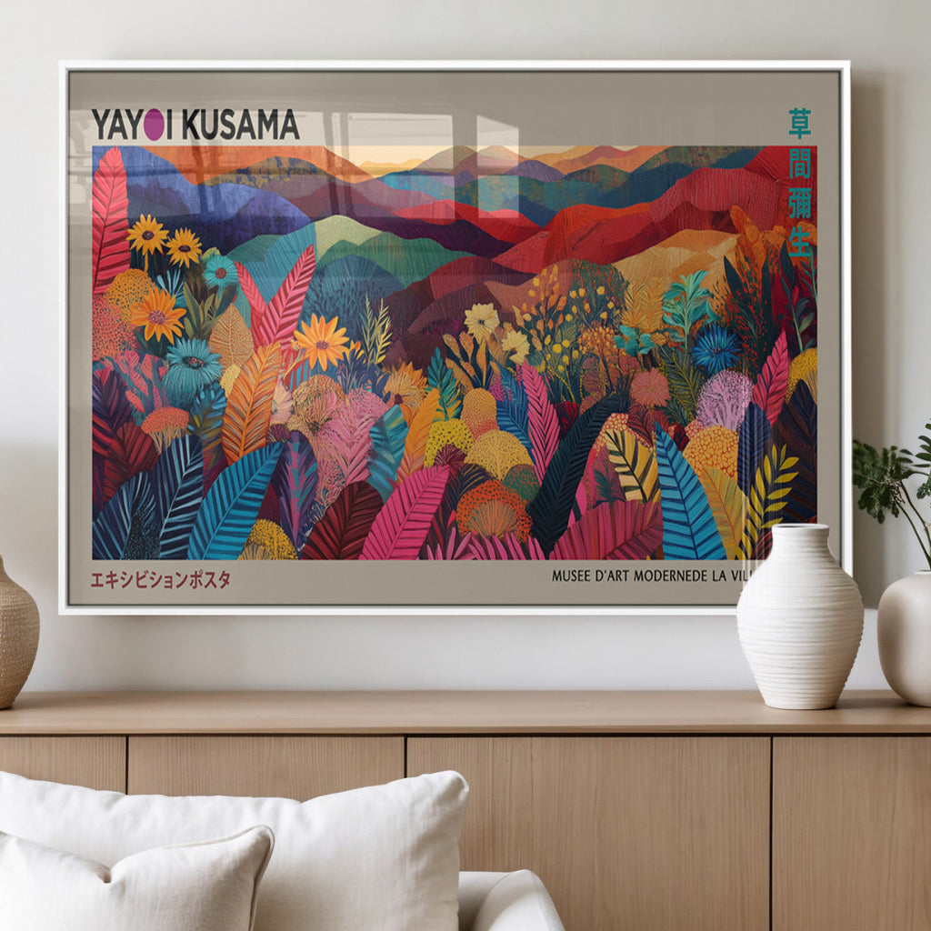 Yayoi Kusama Wall Art Canvas Print, Abstract Art, Large Framed Print, Japanese Wabi Sabi Wall Art