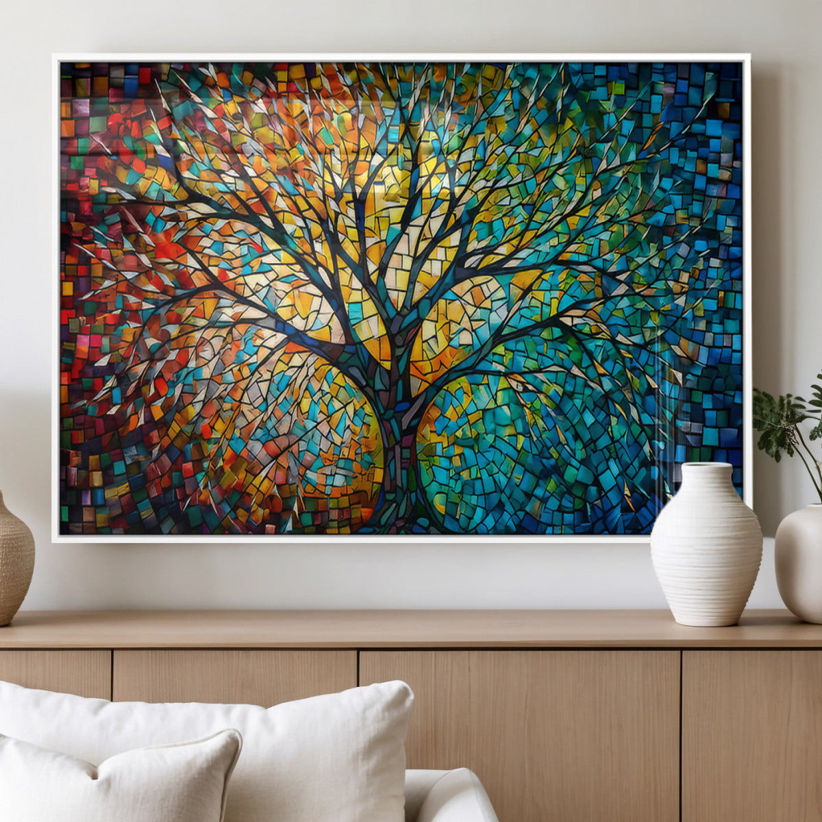 Yggdrasil Tree of Life Wall Art Print | Mosaic Style Canvas Wall Art