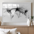 Abstract World Map Wall Art | Framed Geometric Line Canvas