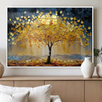 Golden Autumn Tree Wall Art | Framed Fall Leaves Canvas