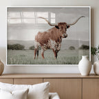 Texas Longhorn Wall Art | Framed Spotted Cattle Canvas