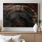 Dark Wood Ring Wall Art Canvas Print, Framed Abstract Tree Slice Print, Rustic Wood Grain Decor