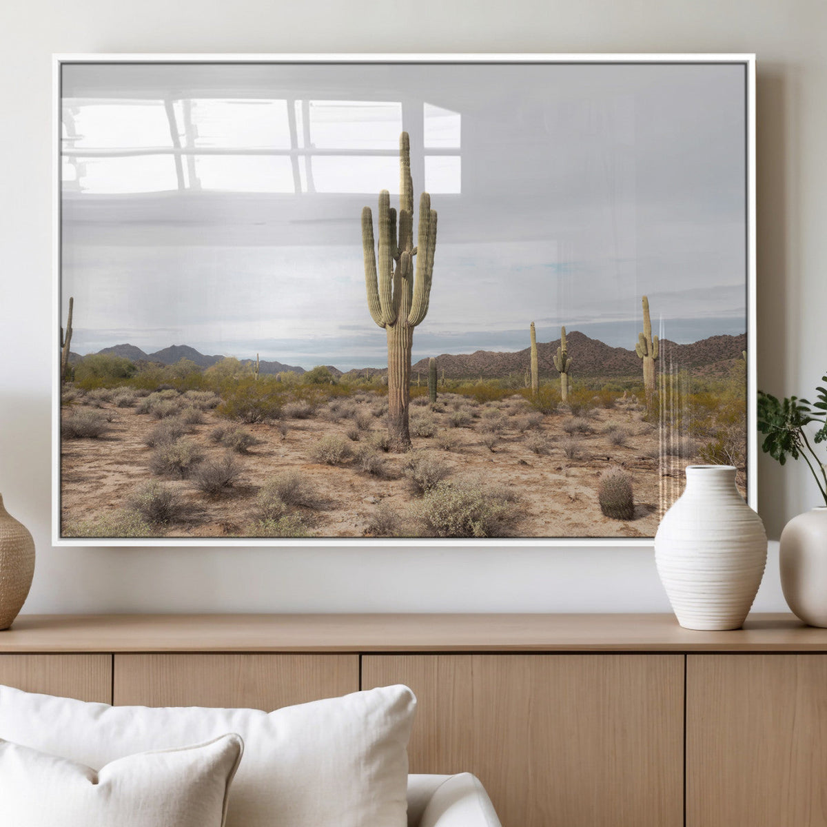 Saguaro Cactus Wall Art | Framed Desert Canvas Artwork