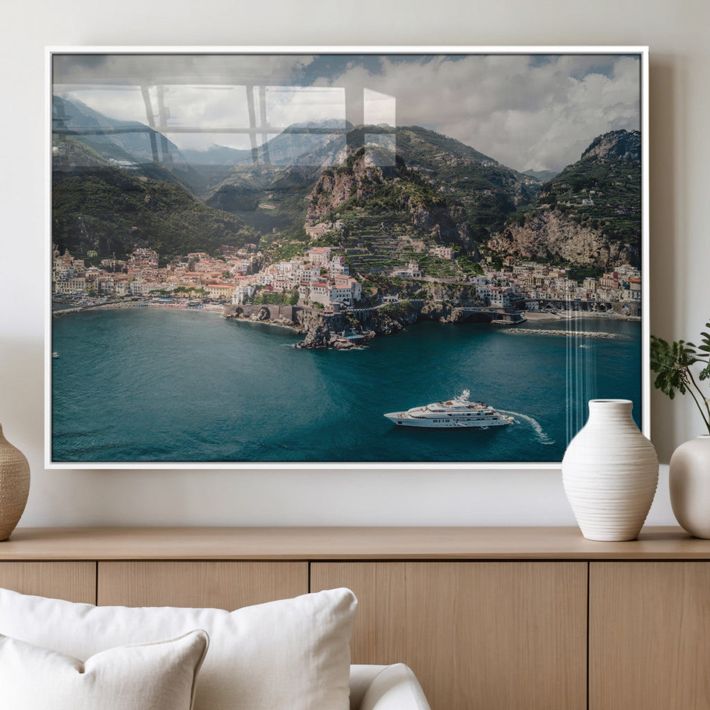 Amalfi Coast Wall Art | Framed Italian Seaside Canvas