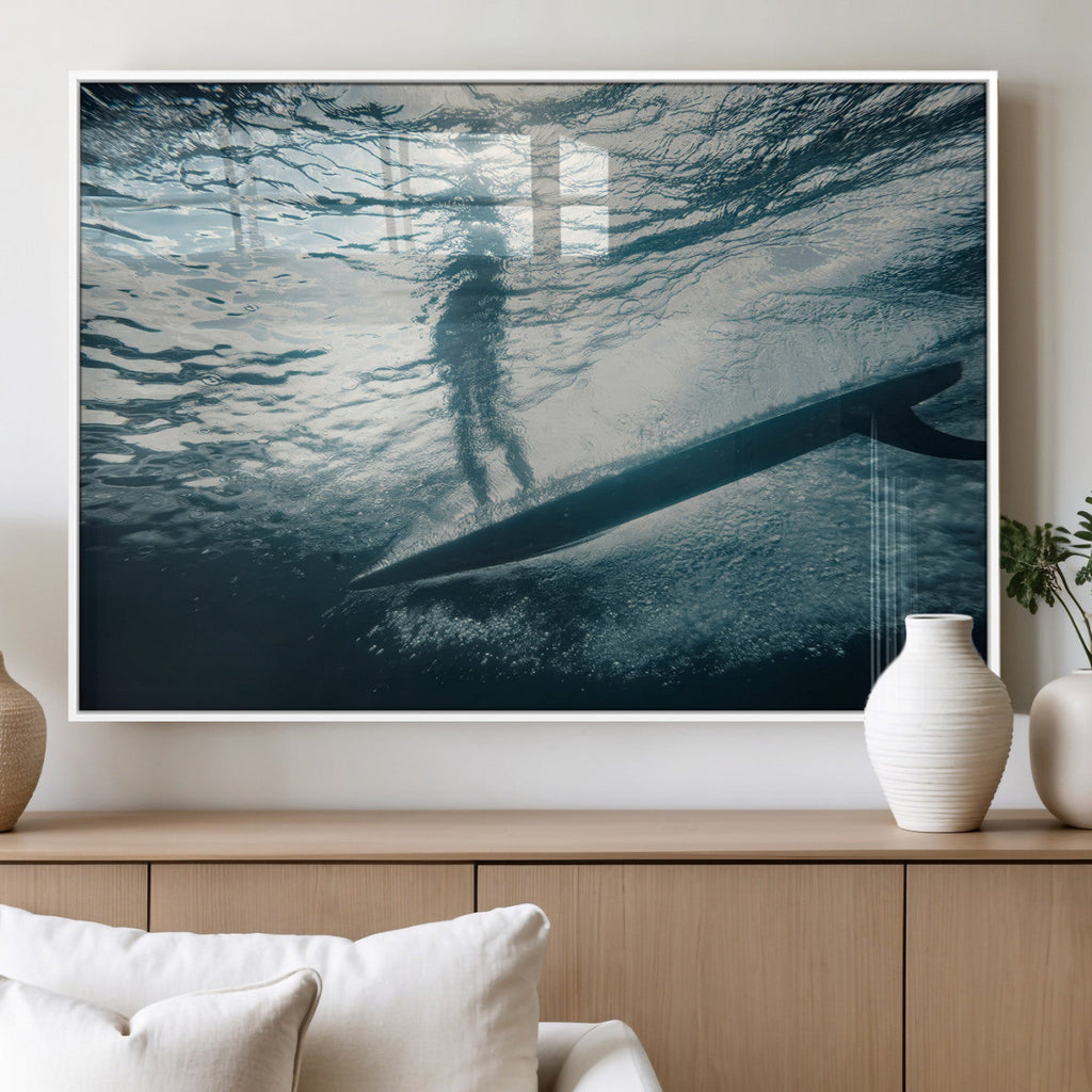 Underwater Surf Wall Art | Framed Ocean Wave Canvas Artwork