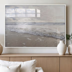 Ocean Waves Wall Art Canvas Print, Framed Coastal Shoreline Sea Foam Artwork