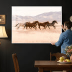 Wild Horse Wall Art Canvas Print, Framed Rustic Western Art, Desert Horse Scene