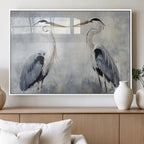 Heron Wall Art Canvas Print, Framed Bird Canvas Decor, Nature Inspired Coastal Art