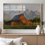 Rustic Barn Wall Art Canvas Print, Framed Western Landscape Art, Farmhouse Style Decor