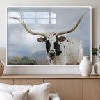 Texas Longhorn Wall Art Canvas Print, Framed Western Rustic Farmhouse