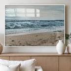 Ocean Wall Art Canvas Print, Framed Moody Seascape with Waves and Horizon