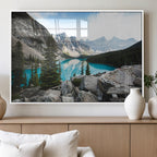 Canadian Rockies Wall Art Canvas Print, Framed Mountain Landscape with Turquoise Water