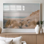 Beach Landscape Wall Art Canvas Print, Framed Sand Dune Photography, Minimalist Seascape Coastal Decor