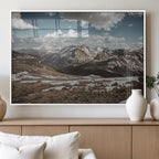 Mountain Landscape Wall Art Canvas Print, Framed Snowy Peaks Art, Rugged Highlands Rustic Adventure Decor
