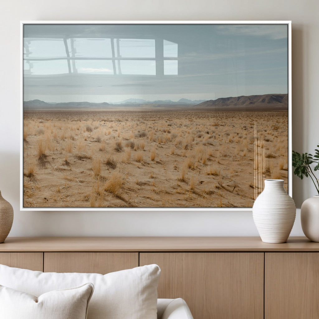 Desert Plains Wall Art Canvas Print, Golden Light Over Dry Grass and Open Horizon