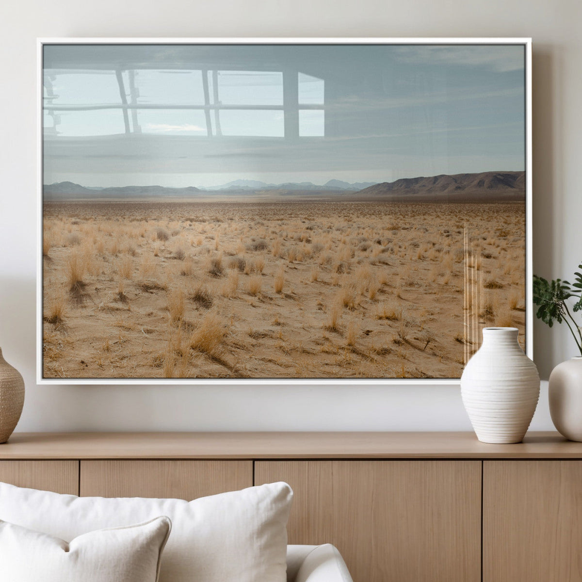 Desert Plains Wall Art Canvas Print, Golden Light Over Dry Grass and Open Horizon